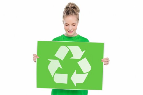 Recycling bins organized for efficient waste management